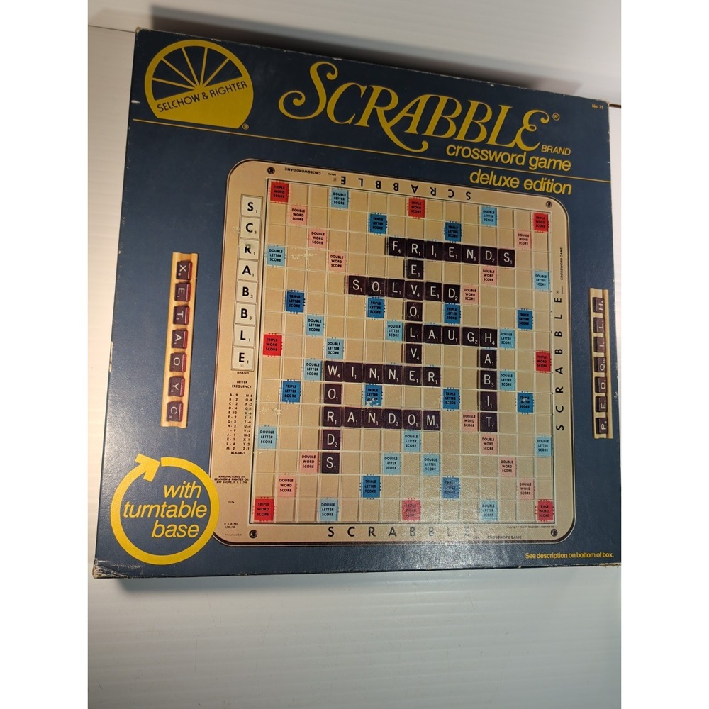 Vintage Scrabble Deluxe Edition Board Game Turntable Base Selchow Righter 1977